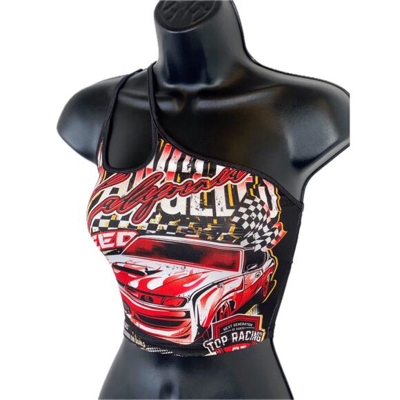 New Small Red Grunge Motorsport Graphic Racing‎ Car Crop One shoulder - Picture 3 of 5